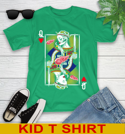 NHL Hockey Detroit Red Wings The Queen Of Hearts Card Shirt Youth T-Shirt 7