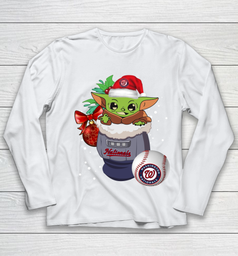 Washington Nationals Christmas Baby Yoda Star Wars Funny Happy MLB Youth Long Sleeve 2