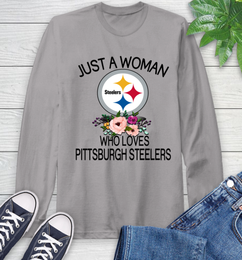 NFL Just A Woman Who Loves Pittsburgh Steelers Football Sports Long Sleeve T-Shirt 4