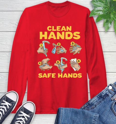 Nurse Shirt Washing Clean Hands Safe Hand Hygiene Wash Save T Shirt Long Sleeve T-Shirt 12