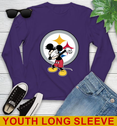 Pittsburgh Steelers NFL Football Dabbing Mickey Disney Sports Youth Long Sleeve 5