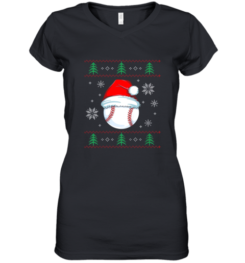 Ugly Christmas Baseball Shirt Boys Kids Ball Santa Pajama Women's V-Neck T-Shirt