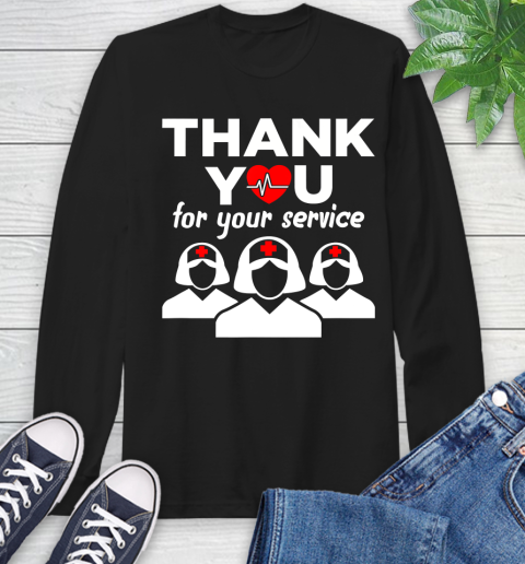 Nurse Shirt Thank You For Your Service  Registered Nurse RN ER Pandemic T Shirt Long Sleeve T-Shirt