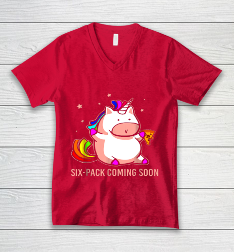 Unicorn Six Pack Funny Cute Shirt Coming Soon Fat Unicorn V-Neck T-Shirt 6