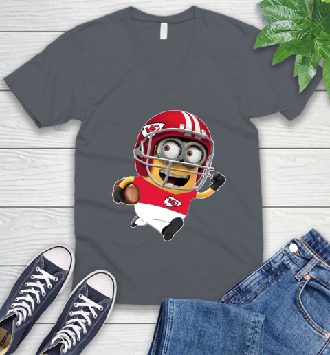 NFL Kansas City Chiefs Minions Disney Football Sports V-Neck T-Shirt 5