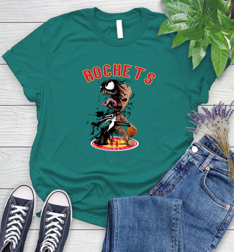 NBA Houston Rockets Basketball Venom Groot Guardians Of The Galaxy Women's T-Shirt 12