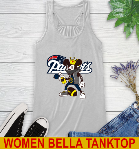 New England Patriots NFL Football Mickey Peace Sign Sports Racerback Tank