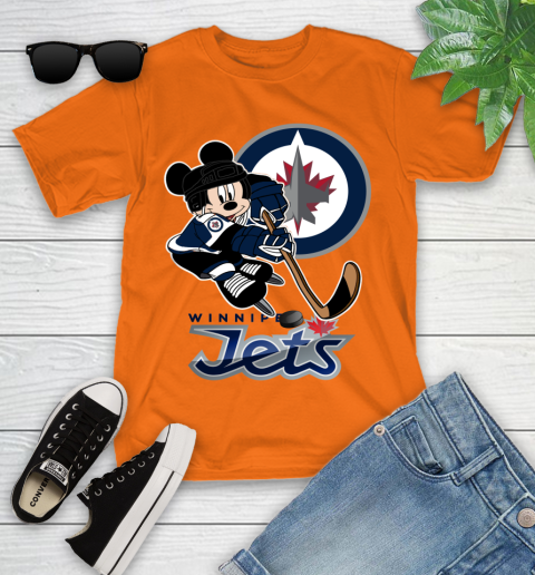 NHL Winnipeg Jets Mickey Mouse Disney Hockey T Shirt Youth T-Shirt 7