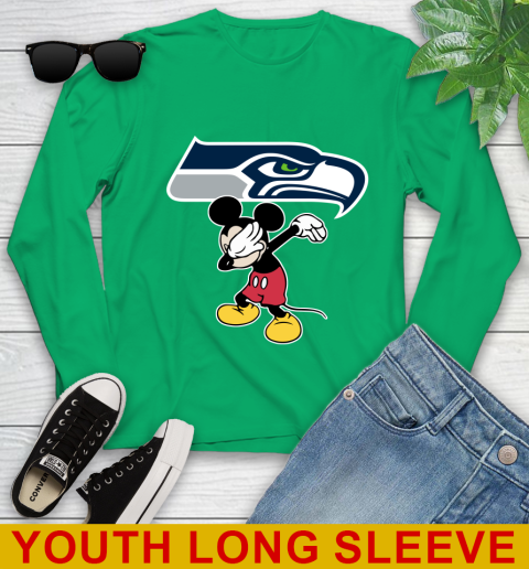 Seattle Seahawks NFL Football Dabbing Mickey Disney Sports Youth Long Sleeve 7