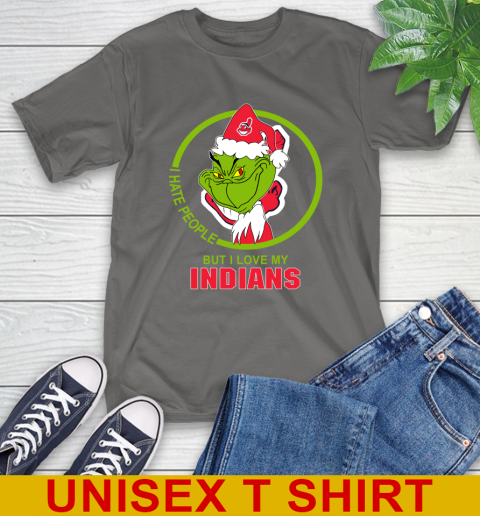 Cleveland Indians MLB Christmas Grinch I Hate People But I Love My Favorite Baseball Team T-Shirt 8
