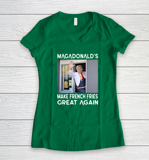 MAGADONALD'S Donald Trump Make French Fries Great Again Women's V-Neck T-Shirt 3