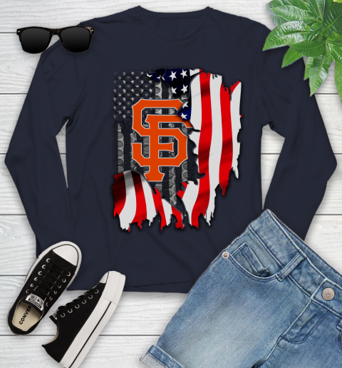 San Francisco Giants MLB Baseball American Flag Youth Long Sleeve 2