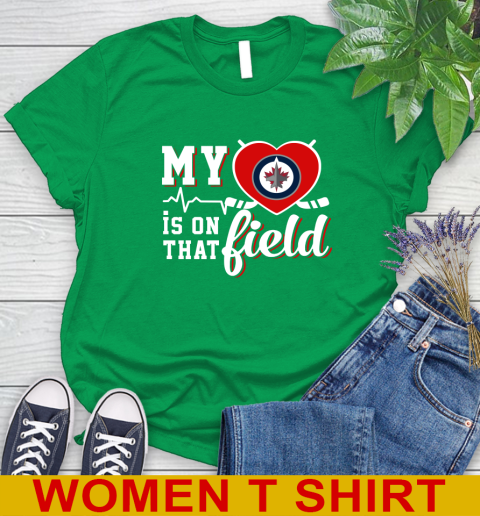 NHL My Heart Is On That Field Hockey Sports Winnipeg Jets Women's T-Shirt 7