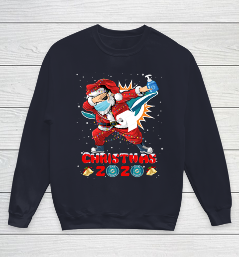 Miami Dolphins Funny Santa Claus Dabbing Christmas 2020 NFL Youth Sweatshirt 2