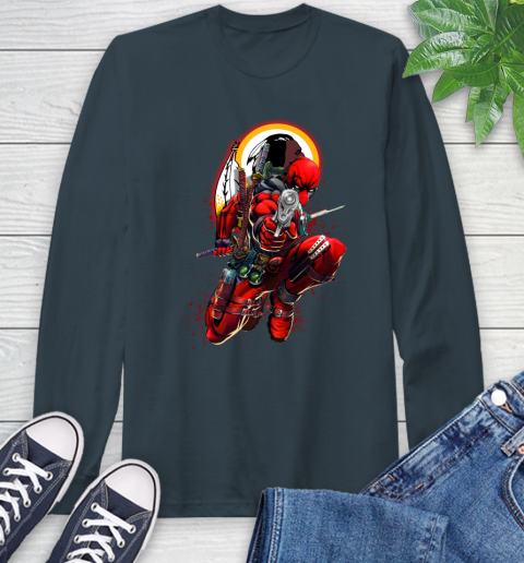 NFL Deadpool Marvel Comics Sports Football Washington Redskins Long Sleeve T-Shirt 8