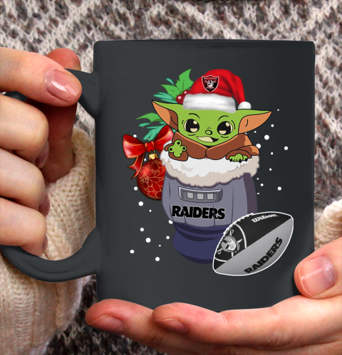 Oakland Raiders Christmas Baby Yoda Star Wars Funny Happy NFL Ceramic Mug 11oz