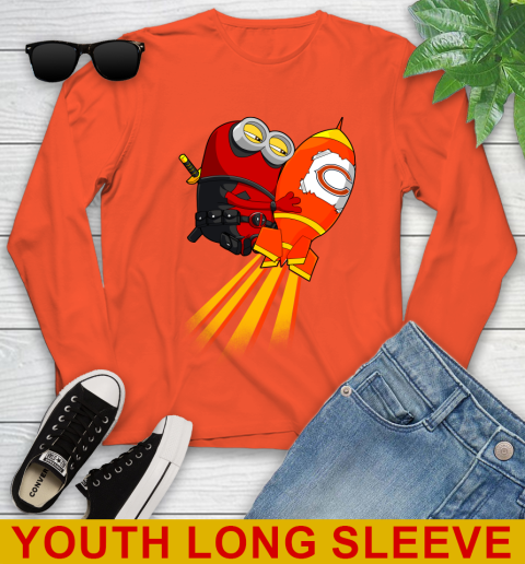 NFL Football Chicago Bears Deadpool Minion Marvel Shirt Youth Long Sleeve 4 NFL Football Chicago Bears Deadpool Minion Marvel Shirt Youth Long Sleeve - Image 4