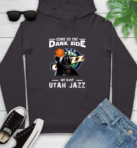 NBA Come To The Dark Side We Have Utah Jazz Star Wars Darth Vader Basketball Youth Hoodie 8