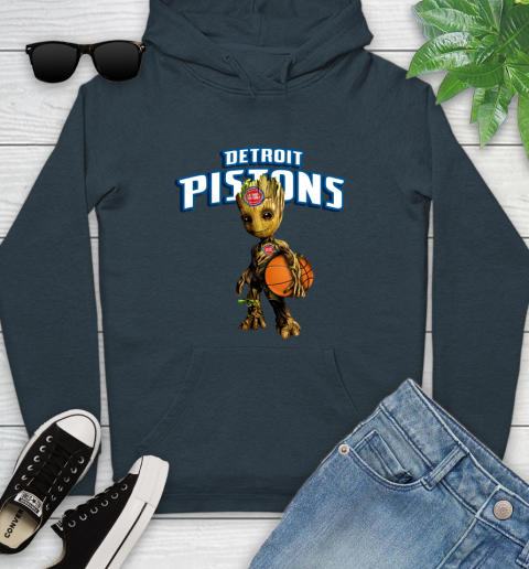 Detroit Pistons NBA Basketball Groot Marvel Guardians Of The Galaxy Youth Hoodie 8
