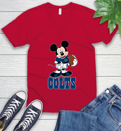 NFL Football Indianapolis Colts Cheerful Mickey Mouse Shirt V-Neck T-Shirt 7