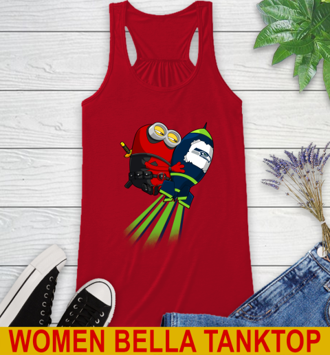 NFL Football Seattle Seahawks Deadpool Minion Marvel Shirt Racerback Tank 4