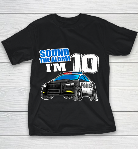 Kids Police Car 10th Birthday Shirt Boy 10 Cop Policeman Officer 10 Year Old Youth T-Shirt