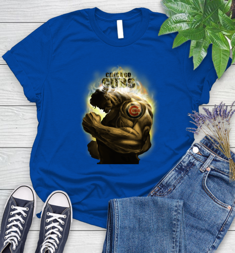 Chicago Cubs MLB Baseball Hulk Marvel Avengers Sports Women's T-Shirt 12