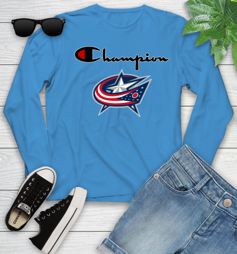NHL Hockey Columbus Blue Jackets Champion Shirt Youth Long Sleeve 5