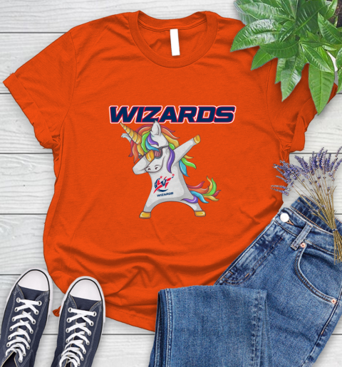 Washington Wizards NBA Basketball Funny Unicorn Dabbing Sports Women's T-Shirt 4