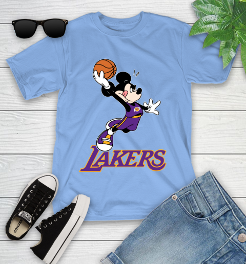 NBA Basketball Los Angeles Lakers Cheerful Mickey Mouse Shirt Youth T-Shirt 11