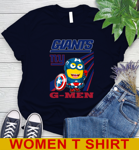 NFL Football New York Giants Captain America Marvel Avengers Minion Shirt Women's T-Shirt 2