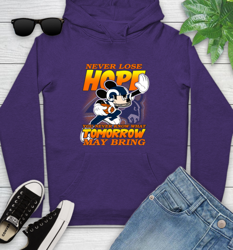 Los Angeles Rams NFL Football Mickey Disney Never Lose Hope Youth Hoodie 5