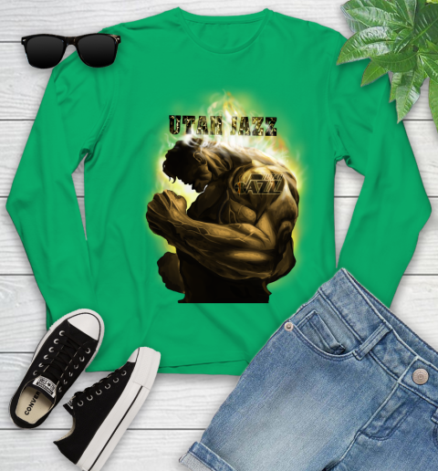 Utah Jazz NBA Basketball Hulk Marvel Avengers Sports Youth Long Sleeve 7