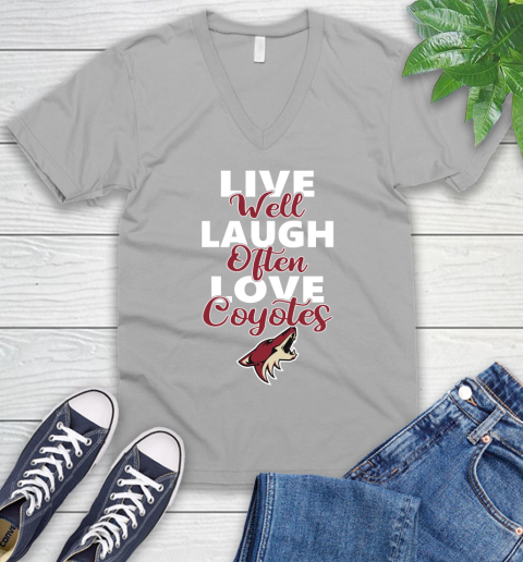NHL Hockey Arizona Coyotes Live Well Laugh Often Love Shirt V-Neck T-Shirt 3