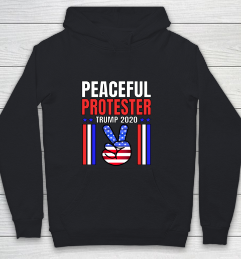 PEACEFUL PROTESTER TRUMP 2020 Rally Peace Sign Patriotic Youth Hoodie