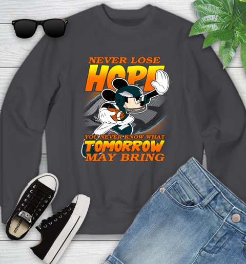 Philadelphia Eagles NFL Football Mickey Disney Never Lose Hope Youth Sweatshirt 5