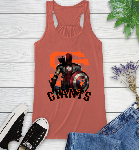 MLB Captain America Thor Spider Man Hawkeye Avengers Endgame Baseball San Francisco Giants Racerback Tank 4