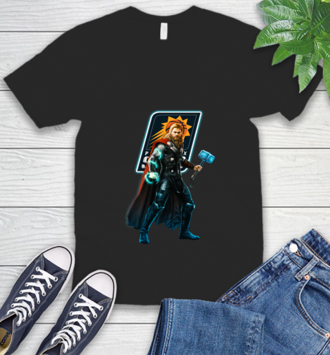NBA Thor Avengers Endgame Basketball Phoenix Suns V-Neck T-Shirt 2