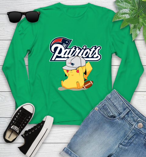 NFL Pikachu Football Sports New England Patriots Youth Long Sleeve 6