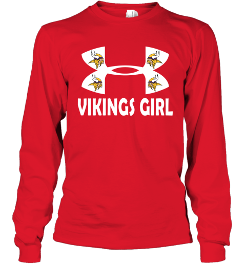 NFL Minnesota Vikings Girl Under Armour Football Sports 4KML93PF7Pk long sleeve tee 14 95 151514 front red