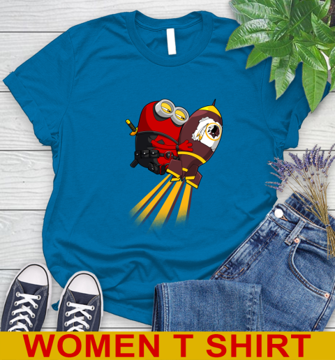 NFL Football Washington Redskins Deadpool Minion Marvel Shirt Women's T-Shirt 8