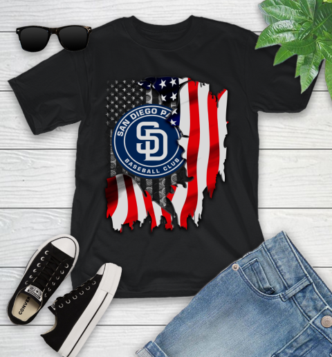 San Diego Padres MLB Baseball American Flag Youth T-Shirt
