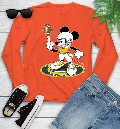NFL Football Green Bay Packers Cheerful Mickey Disney Shirt Youth Long Sleeve 4