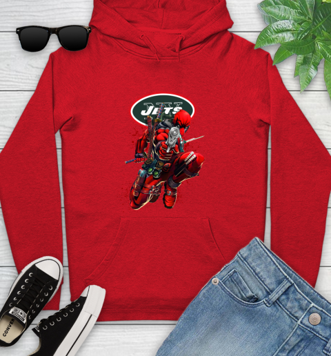 NFL Deadpool Marvel Comics Sports Football New York Jets Youth Hoodie 11
