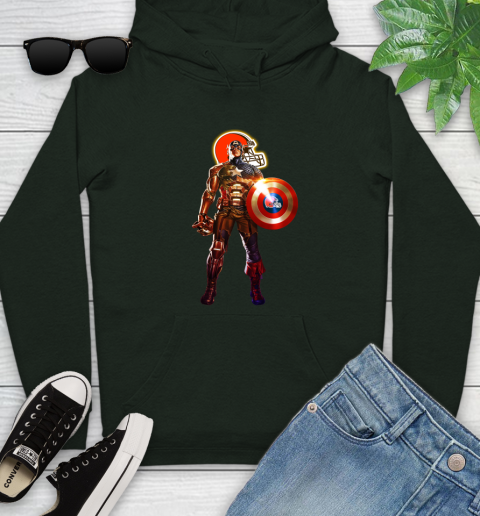 NFL Captain America Marvel Avengers Endgame Football Sports Cleveland Browns Youth Hoodie 13