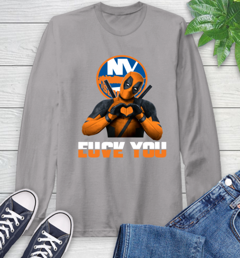 NHL New York Islanders Deadpool Love You Fuck You Hockey Sports Long Sleeve T-Shirt 6