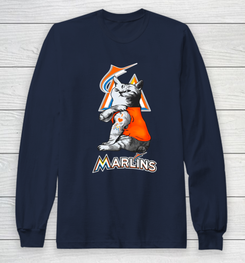 MLB Baseball My Cat Loves Miami Marlins Long Sleeve T-Shirt 2