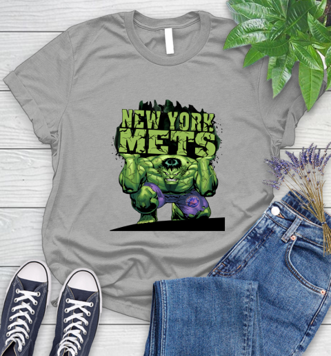 New York Mets MLB Baseball Incredible Hulk Marvel Avengers Sports Women's T-Shirt 10