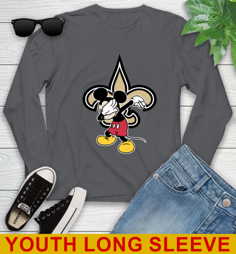 New Orleans Saints NFL Football Dabbing Mickey Disney Sports Youth Long Sleeve 9