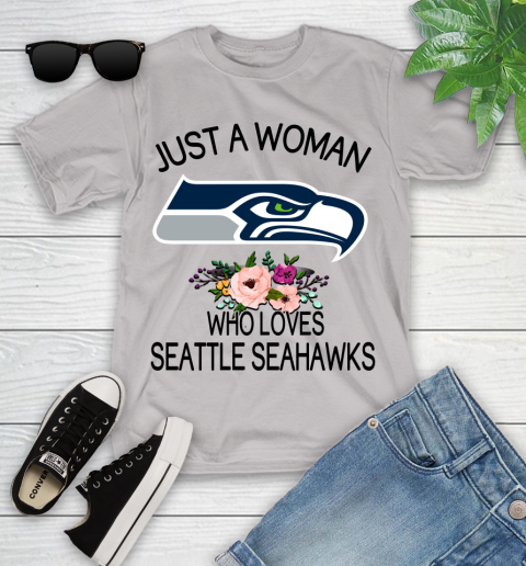 NFL Just A Woman Who Loves Seattle Seahawks Football Sports Youth T-Shirt 10